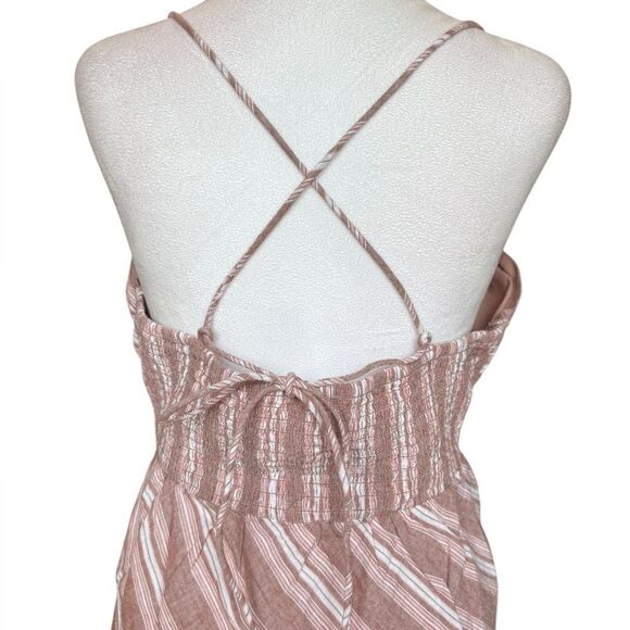 American Eagle Striped Pink Sleeveless Top Linen Cotton Blend Womens Large - Picture 9 of 13